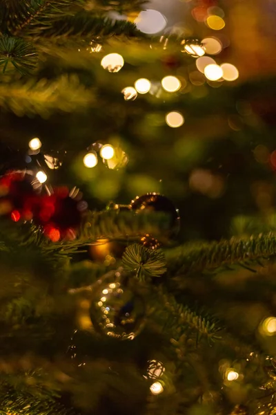 Decoración Del Árbol Navidad Mercado Navidad Sur Alemania Noche Hora — Foto de Stock