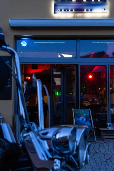 Bistro Pub Néon Lumières Soir Dans Centre Commercial Métropole Sud — Photo