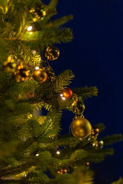 Karácsonyfa Dekoráció Karácsony Piac Dél Németország Kék Óra Este — Stock Fotó