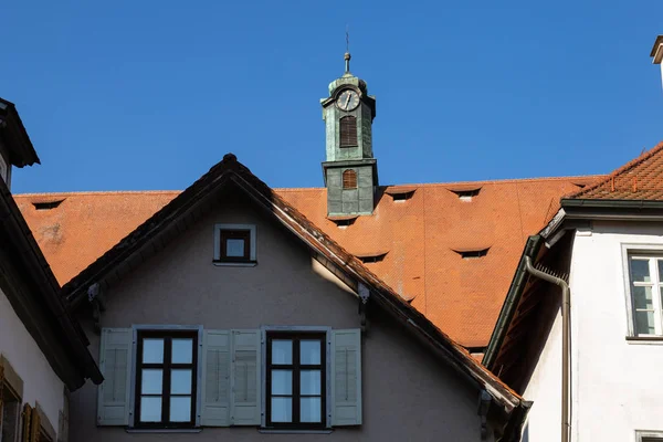 Historiska Staden Fasader Södra Tyskland Stad Sunshine Afternoon Färgglada Ljus — Stockfoto
