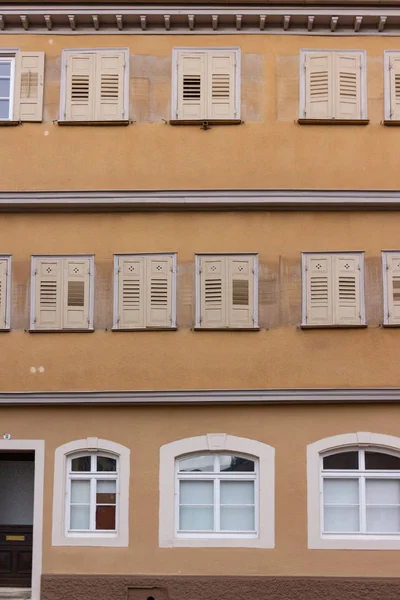 Fachadas Históricas Ciudad Con Puertas Ventanas Detalles Sur Alemania Ciudad — Foto de Stock