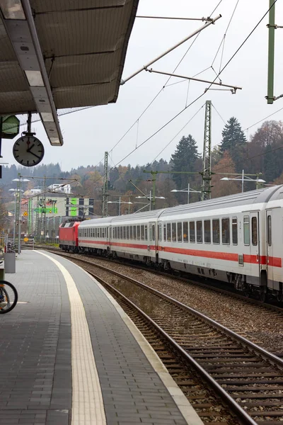 Train Blanc Grande Vitesse Gare South Germany Ville Novembre Après — Photo