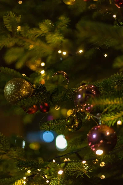 Kerstboom Decoratie Xmas Markt Zuid Duitsland Blauwe Uur Avonds — Stockfoto