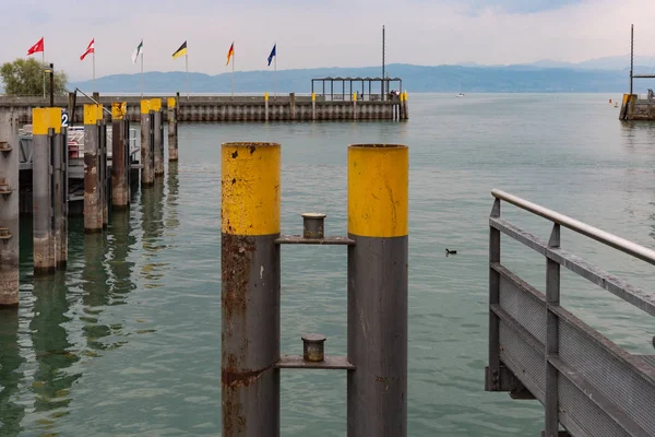 Seebrücke Und Hafenanlagen Süddeutschen Bodensee — Stockfoto