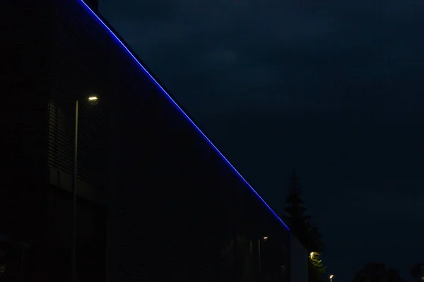 Industrial Building Night Blue Neon Light South Germany — Stock Photo, Image