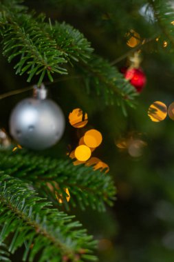 Noel topları Pazar advent ay Aralık içinde ağaç üzerinde