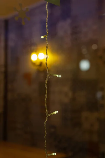 Led Lichter Restaurantfenster Advent Dezember Süddeutschland Weihnachtswinter — Stockfoto