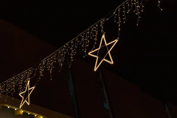 Christmas Star Lights Night Shopping Mall South German Advent Month — Stock Photo, Image