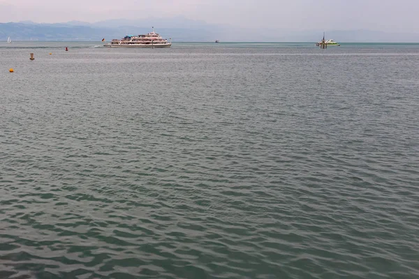 Tempestuoso Clima Constância Lago Baviera Sul Alemanha Montanhas Horizonte — Fotografia de Stock