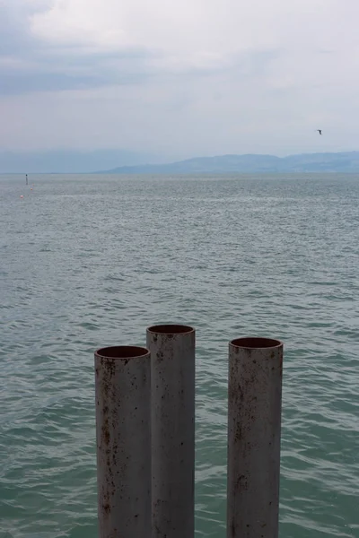 Bavyera Güney Almanya Ufuktaki Dağlar Konstanz Gölü Fırtınalı Hava — Stok fotoğraf