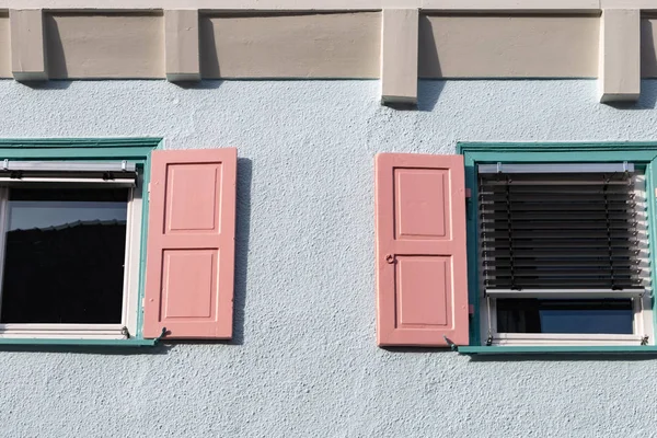 Finestre Facciate Storiche Della Città Nella Germania Meridionale — Foto Stock