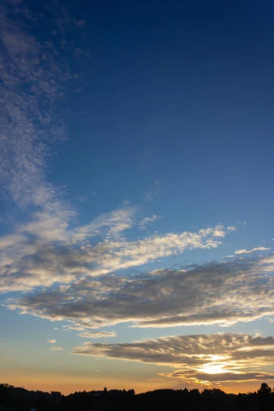 Blue Sky Sunset South German Countryside September Fall Evening — Stock Photo, Image