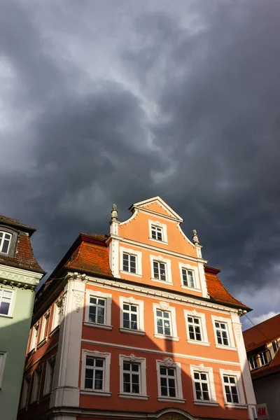 Fachadas Históricas Ciudad Día Tormentoso Sur Alemania Tarde Otoño — Foto de Stock