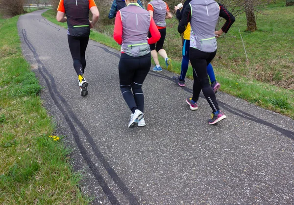 Sports Gens Exercice Course Sur Piste Cyclable Allemagne Sud Avril — Photo