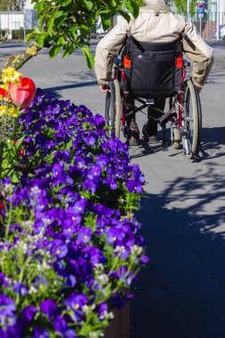 şehir parkında rollator ile adam