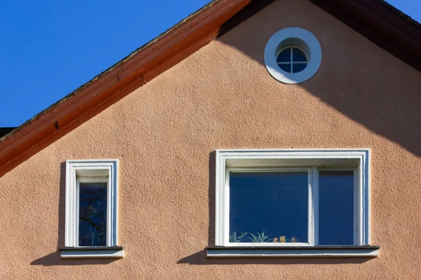 Historical city facades with windows balcony doors Royalty Free Stock Photos