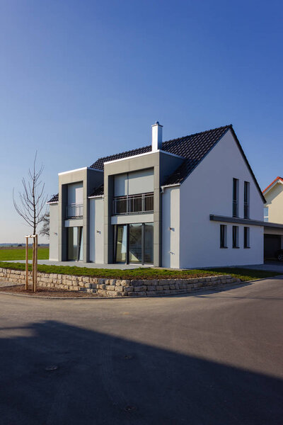 modern house building with blue sky 