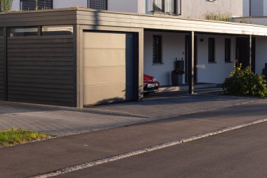 carport garage of entrace area modern houses clipart