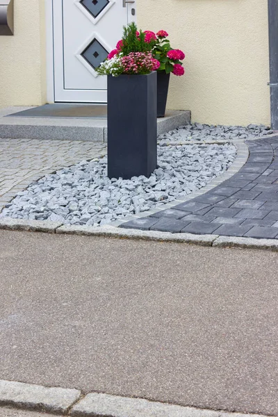 Hauseingang Eines Modernen Neubaus Deutschland Frühling — Stockfoto