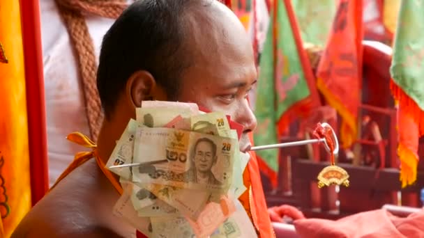 Samui Thailand February 2018 Thai Chinese Worshipers Devotees Take Part — Stock Video