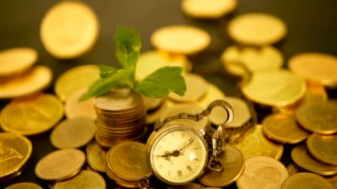 Finans iş başarısı için zaman. Yatırım, iş finansal fikirler kavramı. Yönetimi verimliliği, vakit nakittir