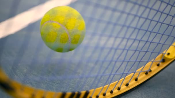 Gros plan de l'équipement de tennis sur le terrain. Sport, concept de loisirs . — Video