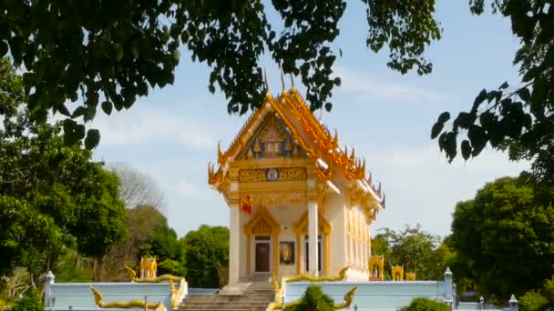 Koh Samui Thailand Juli 2018 Prachtige Moderne Wat Khunaram Kunaram — Stockvideo