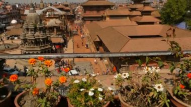 LALITPUR, NEPAL - 7 Ekim 2018 Patan Durbar Meydanı, Katmandu Vadisi. Buddist ve Hindu Tapınağı, Kraliyet Sarayı, Müze. UNESCO Dünya Mirası, antik eski tarihi şehir, Havadan Bakış