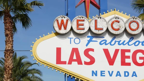 Bienvenido Fabuloso Cartel Neón Retro Las Vegas Resort Turístico Juegos — Foto de Stock