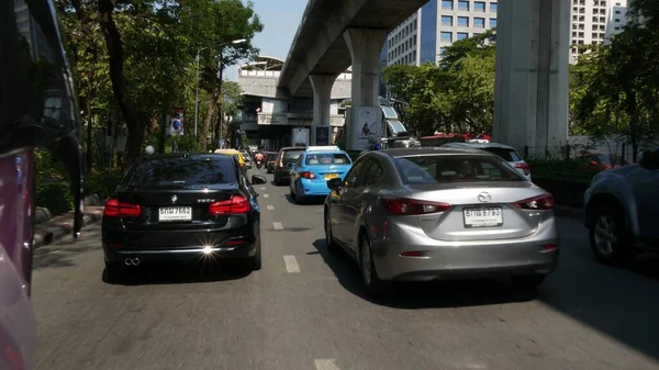 Bangkok Thailand Dezembro 2018 Movimento Rápido Através Engarrafamento Uma Cidade — Fotografia de Stock