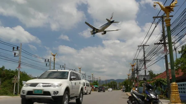 Koh Samui Island Thailand Ιουνιου 2019 Αεροπλάνο Προσγείωσης Πάνω Από — Φωτογραφία Αρχείου