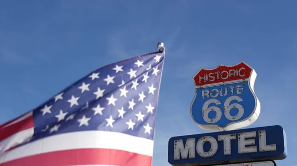 Motel Retro Schild Der Historischen Route Berühmtes Reiseziel Vintage Symbol — Stockfoto