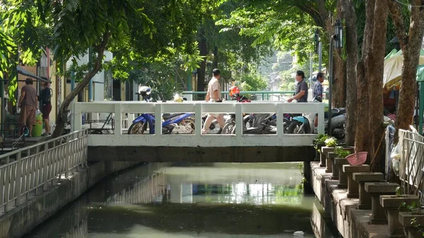 Bangkok Tailandia Julio 2019 Vida Callejera Cerca Del Canal Del —  Fotos de Stock