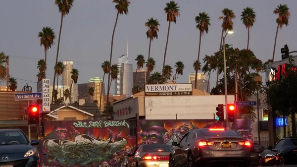 Los Angeles California Usa Oct 2019 Urban Skyline Palm 심미적 — 스톡 사진