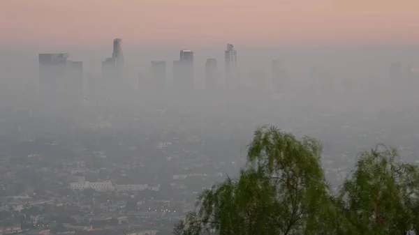 Highrise Arranha Céus Metrópole Smog Los Angeles Califórnia Eua Poluição — Fotografia de Stock