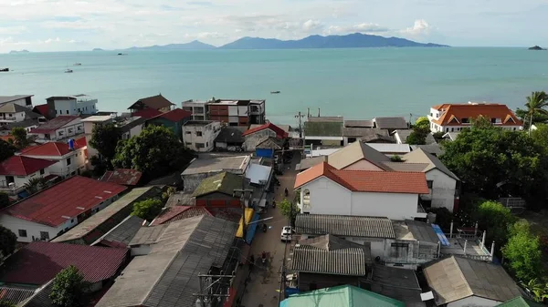 Fiskarbyn Vid Havet Flygfoto Över Typiska Turistiska Plats Samui Med — Stockfoto