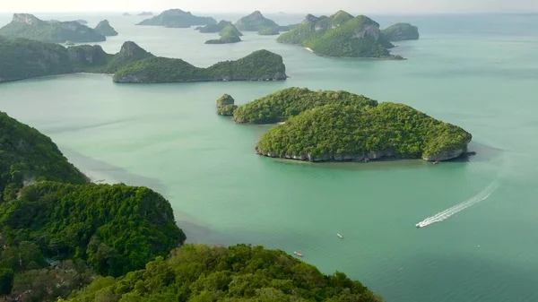 Ptačí Oko Panoramatický Letecký Pohled Ostrovy Oceánu Ang Thong Národního — Stock fotografie