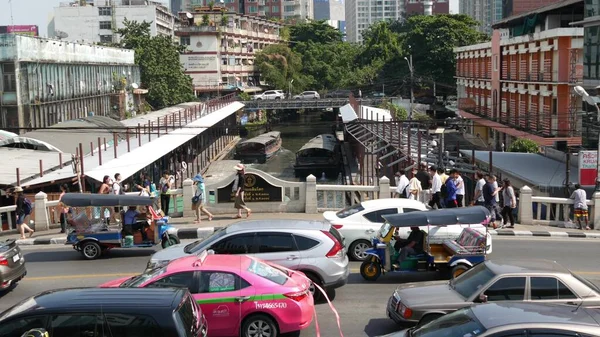 Bangkok Tailandia Diciembre 2018 Pratunam Muelle Barco Expreso Parada Transporte — Foto de Stock