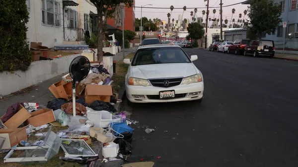 Los Angeles California Eua Out 2019 Empilhamento Resíduos Beira Estrada — Fotografia de Stock