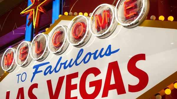 Welkom Bij Fantastische Las Vegas Retro Neon Teken Het Gokken — Stockfoto