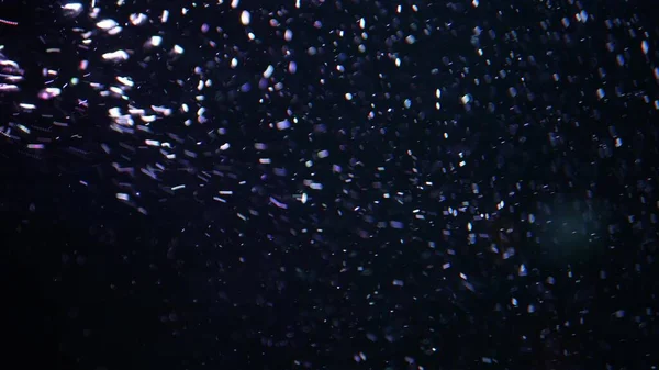 Abstrakcyjny Szybki Kryształ Makropęcherzyki Powietrza Poruszające Się Pływające Izolowane Czarnym — Zdjęcie stockowe