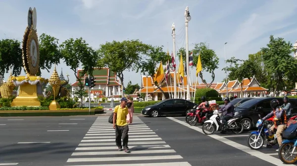 Bangkok Thailand 2019 Július Csúcsforgalom Wat Saket Közelében Fővárosban Híres — Stock Fotó