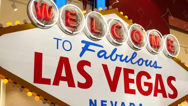 Bienvenido Fabuloso Cartel Neón Retro Las Vegas Resort Turístico Juegos —  Fotos de Stock