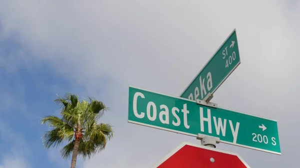 Pacific Coast Highway Historyczna Trasa 101 Znak Drogowy Kierunek Turystyczny — Zdjęcie stockowe