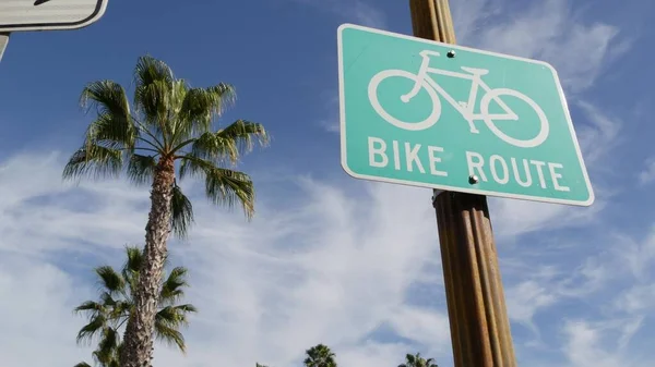 Ruta Bicicleta Verde Señal Tráfico California Estados Unidos Bicicleta Carril —  Fotos de Stock