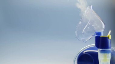 Nebulizer oksijen maskesi, zatürree, kovid, sarar ve bronşit tedavisi için tıbbi ekipman. Astım spreyi, solunum yoluyla akciğer hastalığı tedavisi. Grip, öksürük ve bronşiyal astım tedavisi..