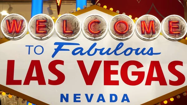 Benvenuti Favoloso Segno Neon Retrò Las Vegas Nel Villaggio Turistico — Foto Stock