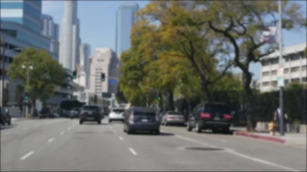 Driving Downtown Streets Los Angeles California Usa Defocused View Car — Stock Photo, Image