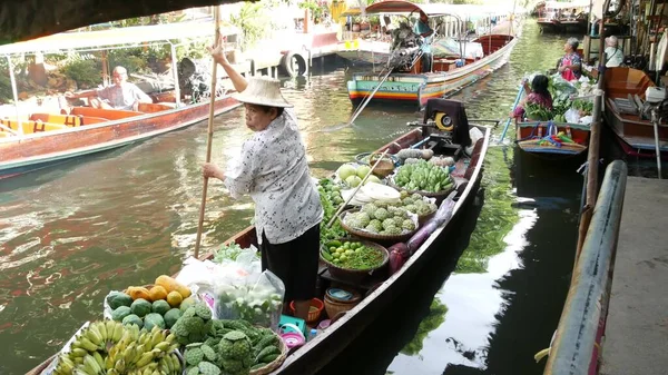 Bangkok Thailandia Luglio 2019 Mercato Galleggiante Lat Mayom Tradizionale Canale — Foto Stock