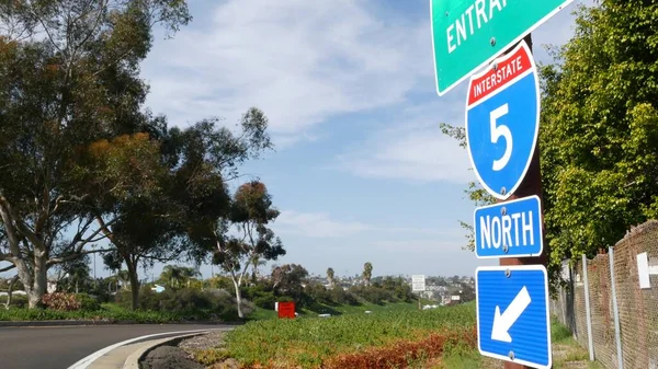 Freeway Entrance Information Sign Crossraod Usa Route Los Angeles California — Stock Photo, Image